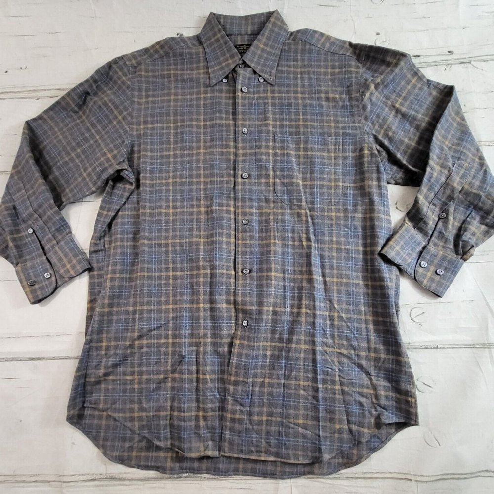 Vintage Luca diMarco Italy Plaid Long Sleeve Button Down Shirt Mens Size M NWOT